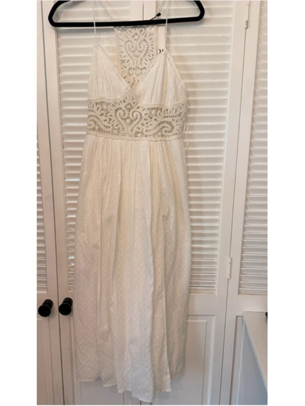 Zara White Crochet Maxi Dress Plumetis Cotton NWT